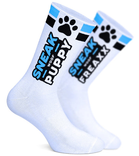 SNEAKFREAXX Puppy Socks White Blue