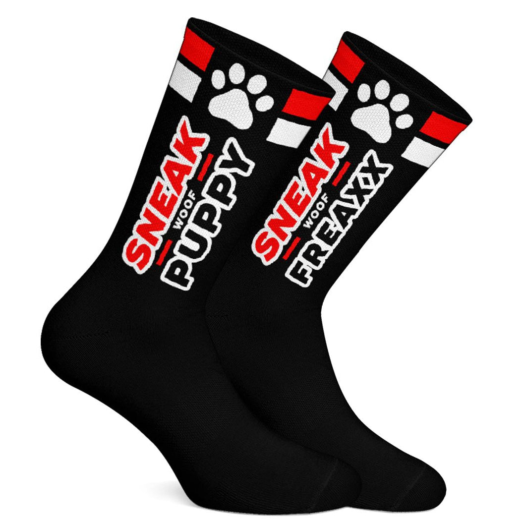 SNEAKFREAXX Woof Puppy Socks Black Red