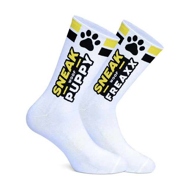 SNEAKFREAXX Woof Puppy Socks White Yellow