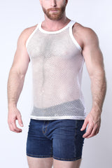 Timoteo Santorini Mesh Tank Top White