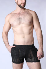 TIMOTEO Sicily Crochet Mesh Short Black