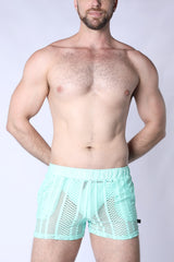 TIMOTEO Sicily Crochet Mesh Short Turquoise