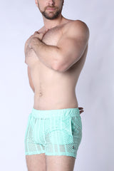 TIMOTEO Sicily Crochet Mesh Short Turquoise