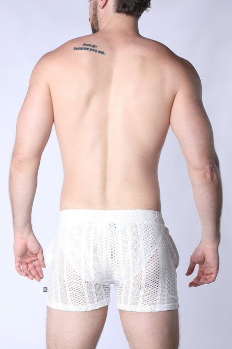 TIMOTEO Sicily Crochet Mesh Short White