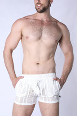 TIMOTEO Sicily Crochet Mesh Short White
