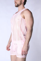 TIMOTEO Sicily Crochet Tank Top Pink