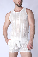 TIMOTEO Sicily Crochet Tank Top White
