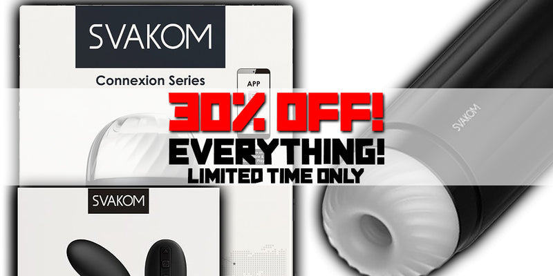 Promotional image of SVAKOM products with a 30% off offer.