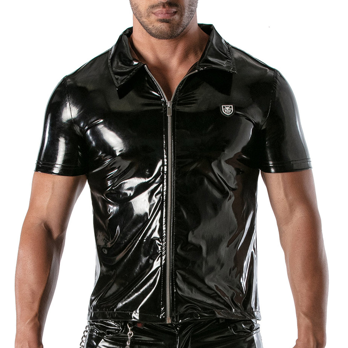 TOF Paris Vinyl Zipped Vest Black