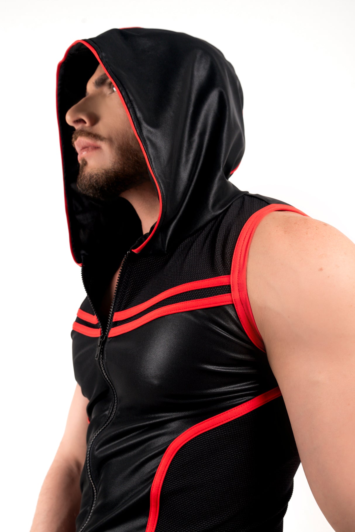 ROK Kinky Hoody Vest Black Red