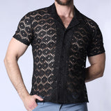 Timoteo Palmero Button Down Mesh Shirt Black