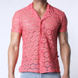 Timoteo Palmero Button Down Mesh Shirt Pink