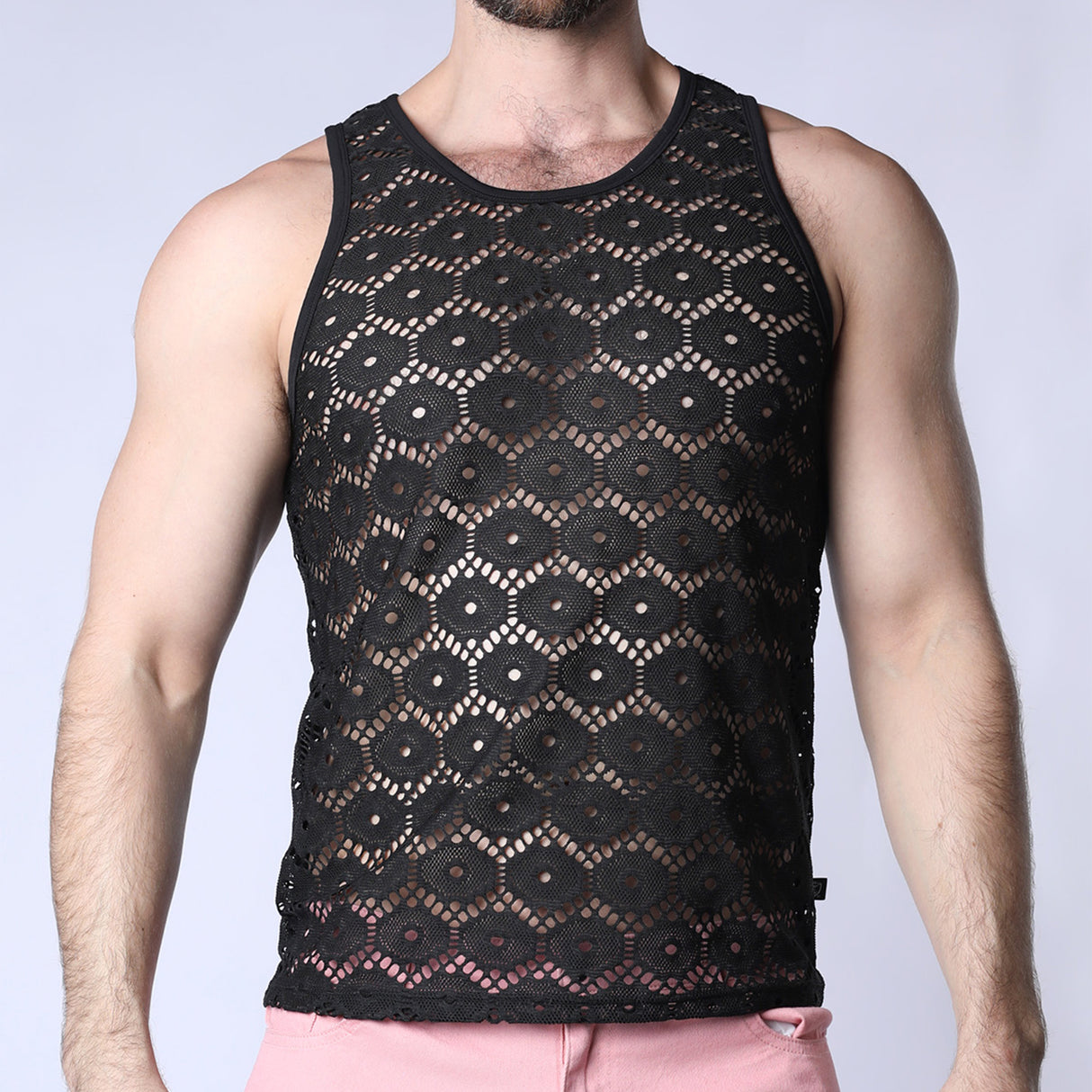 Timoteo Palmero Mesh Tank Top Black