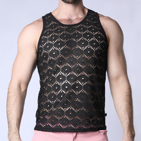 Timoteo Palmero Mesh Tank Top Black