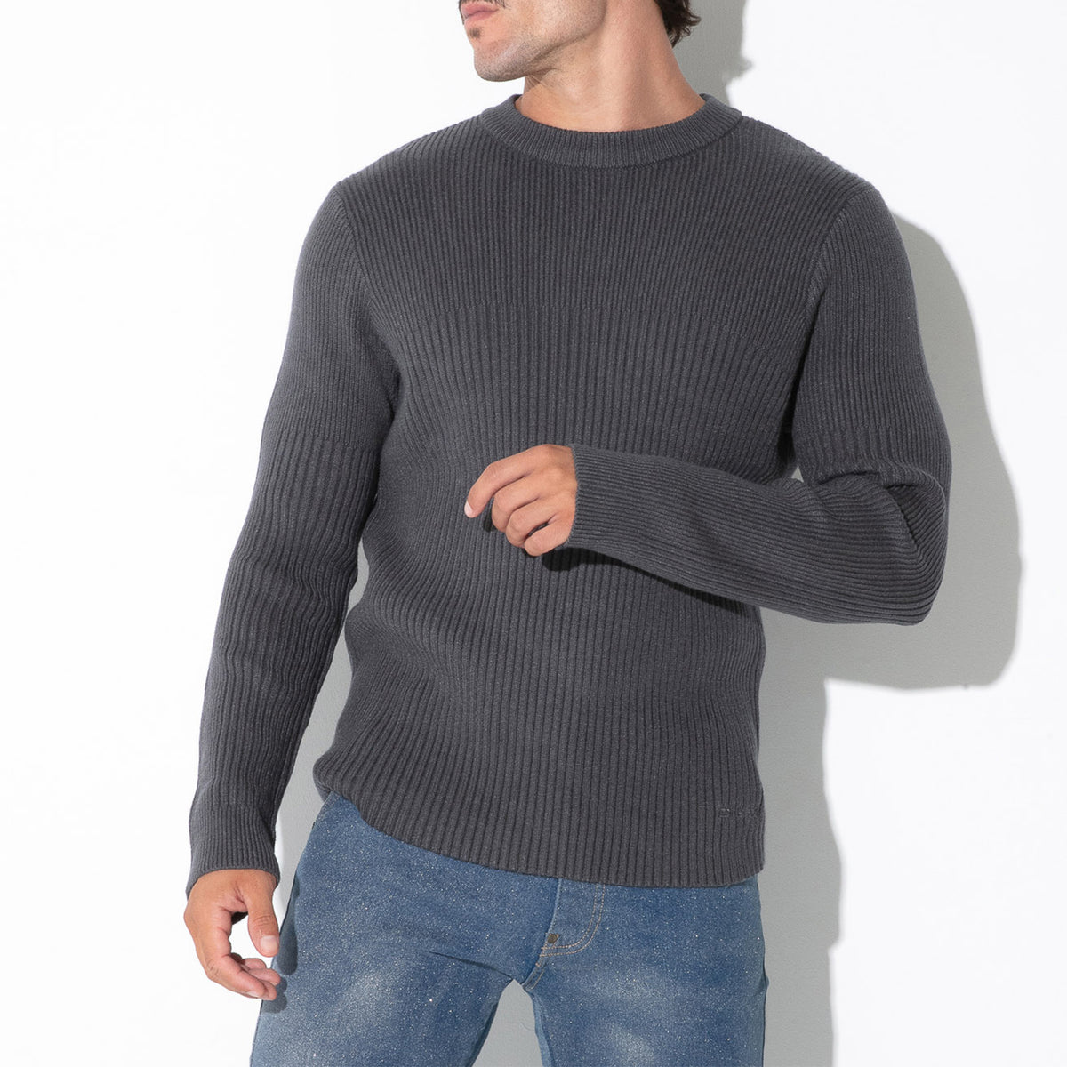 Code 22 Ribbed Sweater Charcoal