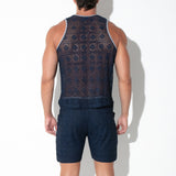 Code 22 Graphic Lace Tank Top Navy