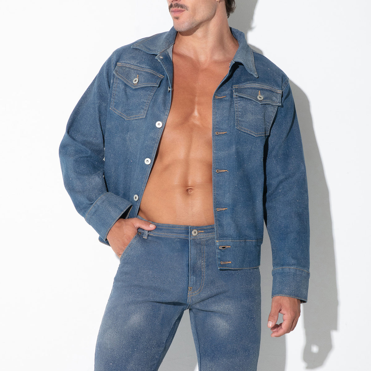 Code 22 Metallic Denim Jacket Silver