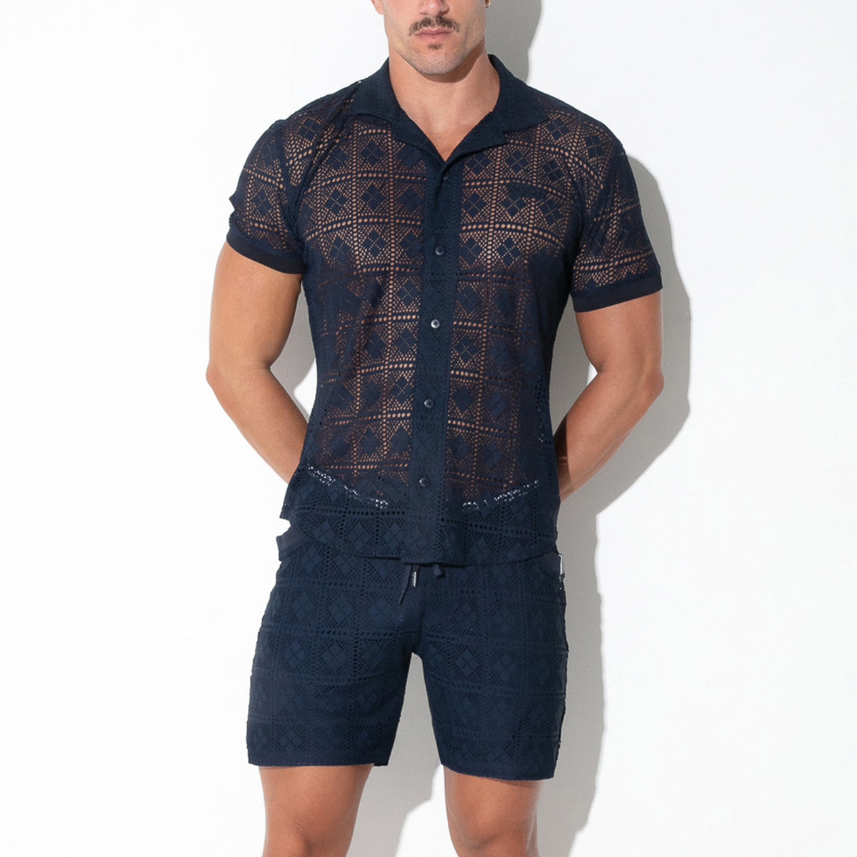 Code 22 Graphic Lace Polo Navy
