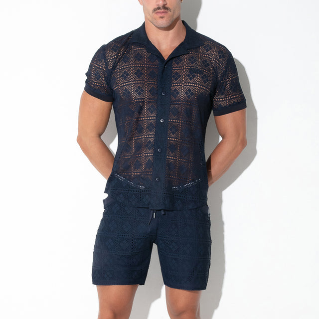 Code 22 Graphic Lace Polo Navy