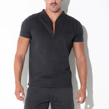 Code 22 French Terry Half Zip T Shirt Charcoal