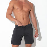 Code 22 Quilted Snap Detail Shorts Charcoal