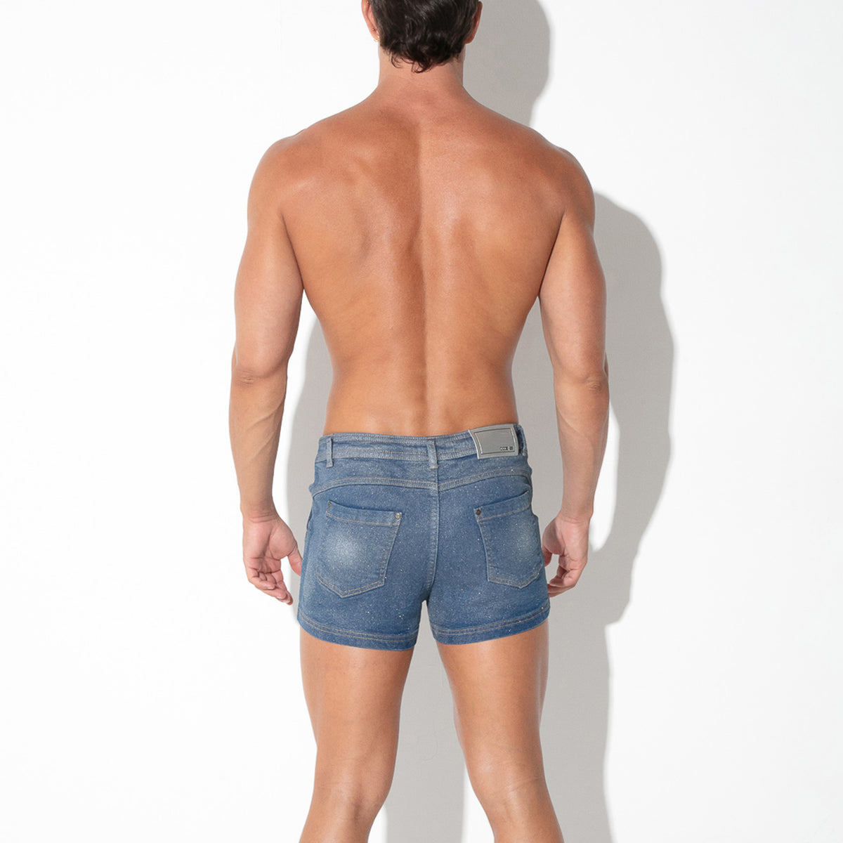 Code 22 Metallic Denim Shorts Silver