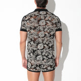 Code 22 Contrast Corded Lace Shirt Black