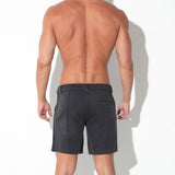 Code 22 Quilted Snap Detail Shorts Charcoal