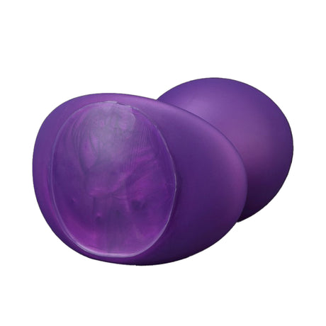 Purpleicious Liquid Silicone Eggs Butt Plug 4.3 Inch Medium Purple