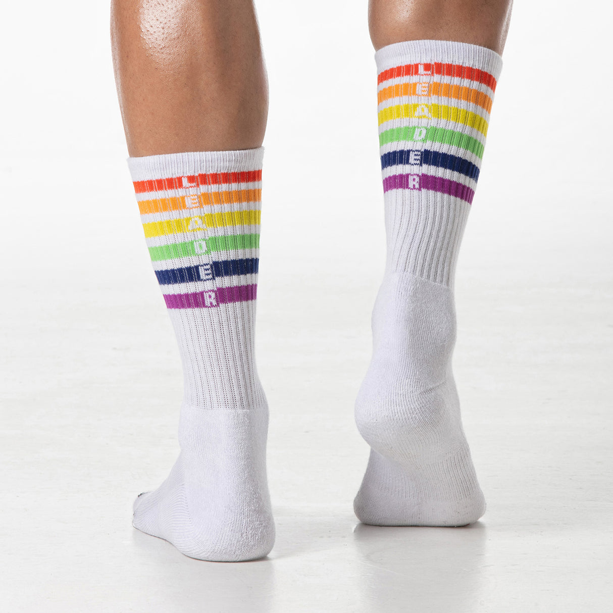 Leader Pride Stripes Crew Socks White