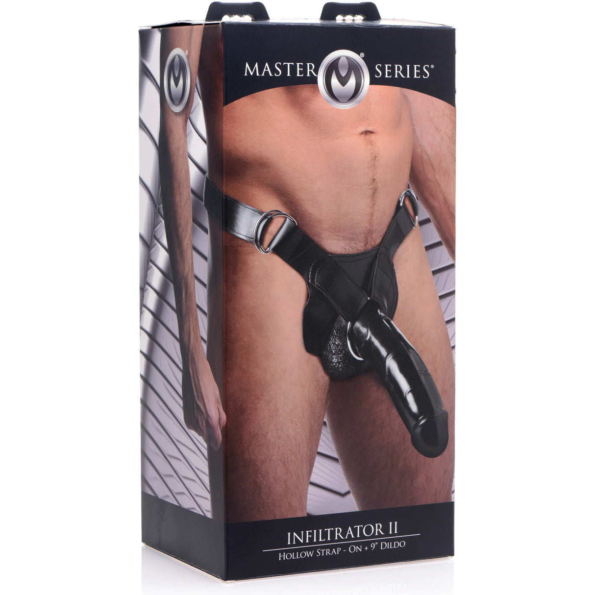 Master Series Magnum Hollow Strap On 9 Inch Black