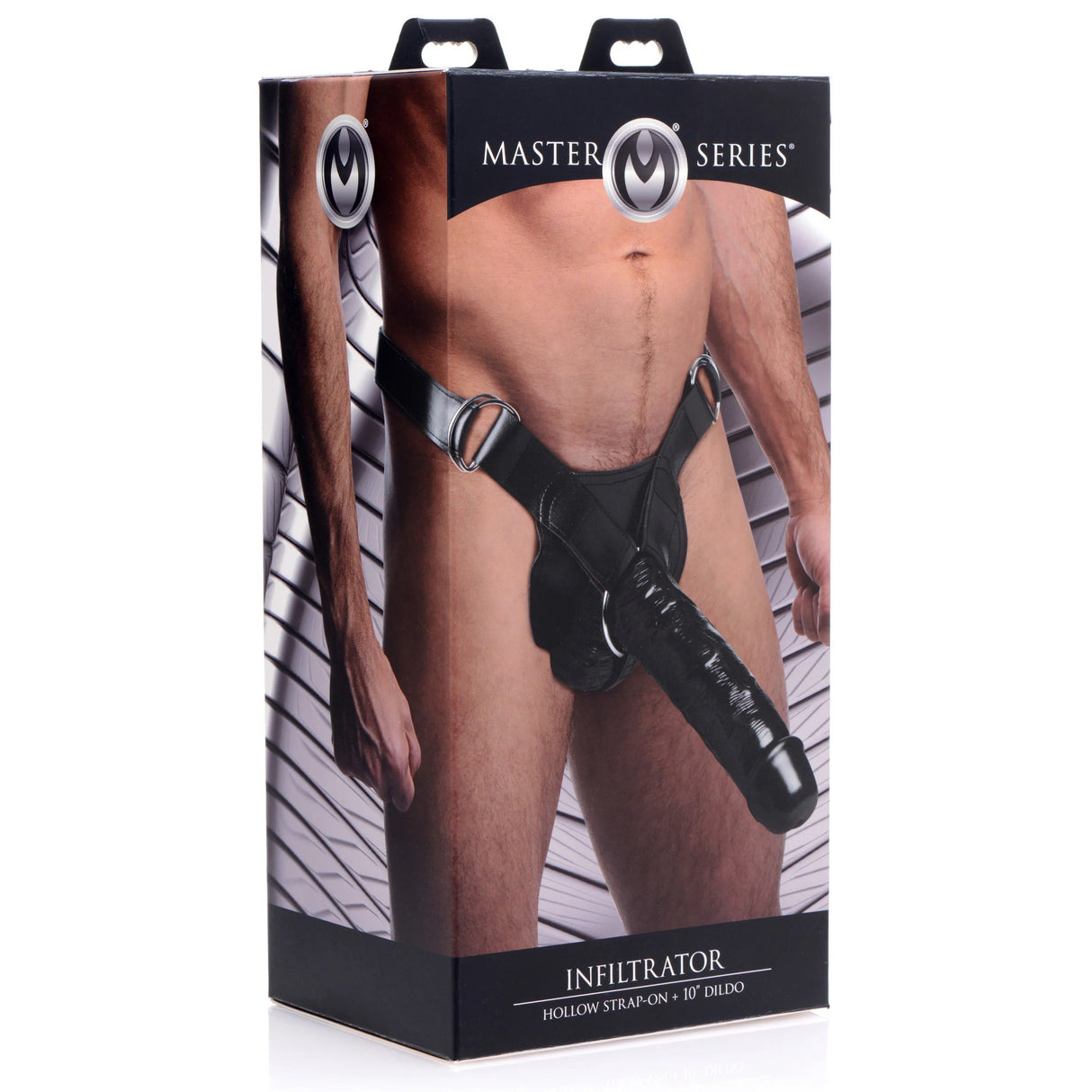 Master Series Infiltrator Hollow Strap On 10 Inch Black