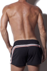 Alexander Cobb Double Stripe Gym Short Black - FETCH