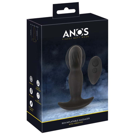 Anos Remote Control Inflatable Tip Butt Plug 5.75 Inch Black - FETCH