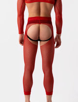 Barcode Berlin Fishnet Leggings Cacci Red - FETCH