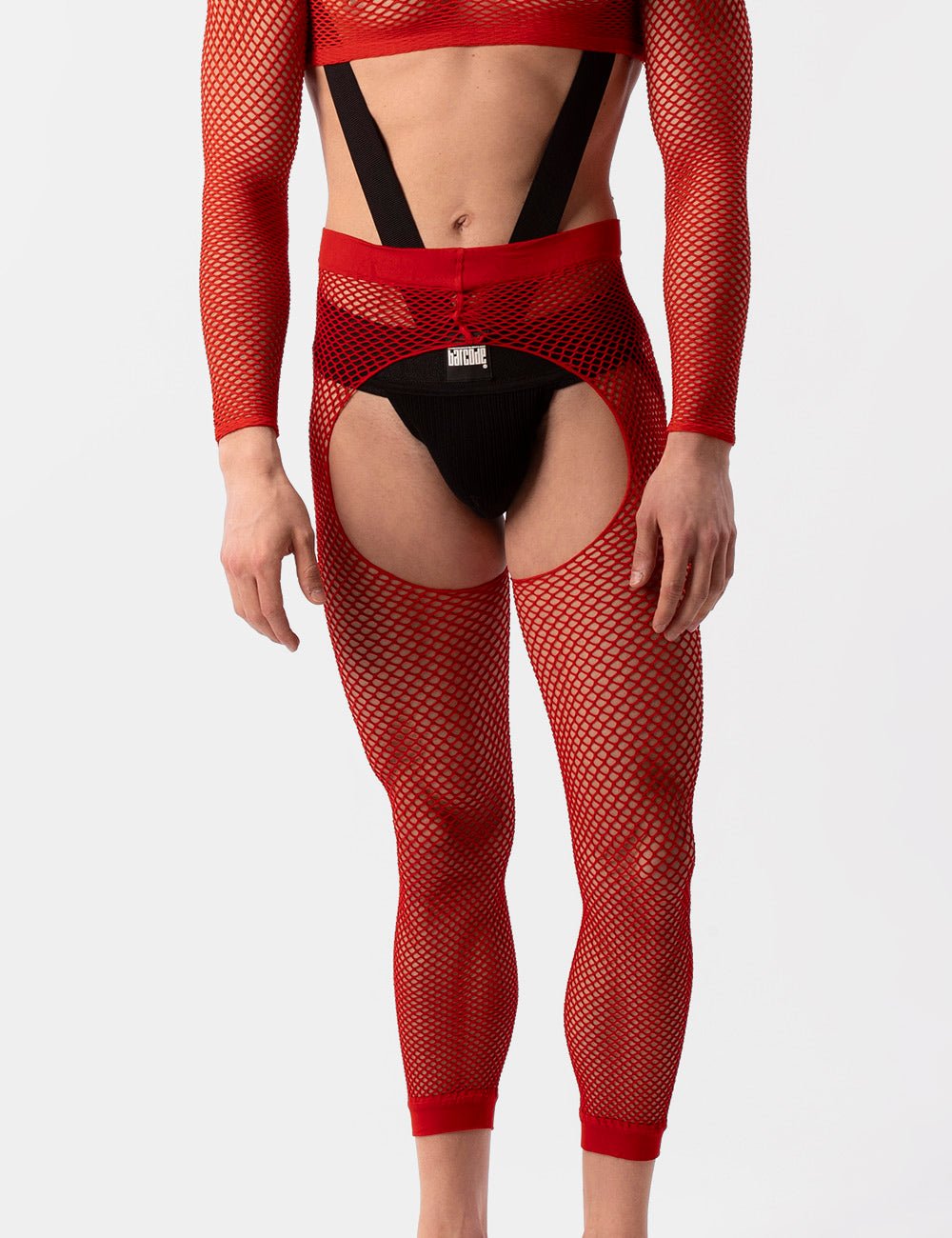 Barcode Berlin Fishnet Leggings Cacci Red - FETCH