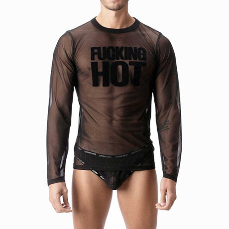 Barcode Berlin Mesh Long Sleeve Fucking Hot Black - FETCH