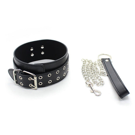 BASIXXX Faux Leather Collar and Leash Black