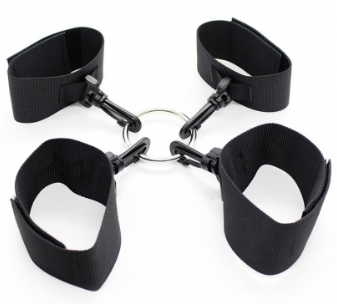 BASIXXX Nylon Ankle and Wrist Restraints Hog Tie Black