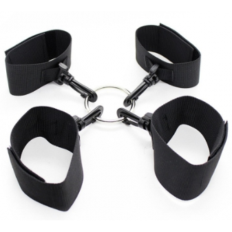 BASIXXX Nylon Ankle and Wrist Restraints Hog Tie Black