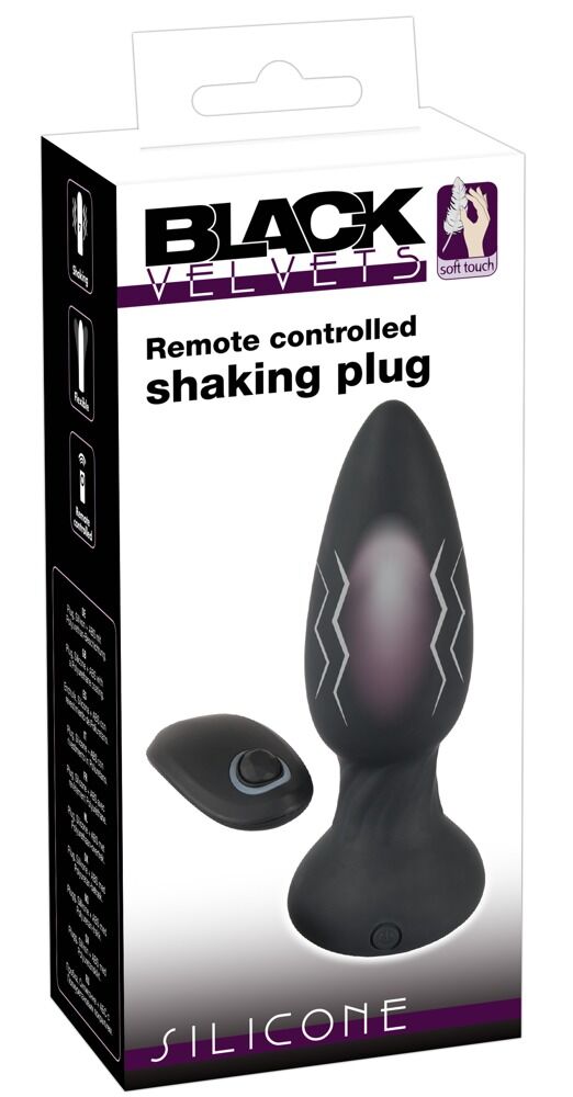 Black Velvet Remote Controlled Shaking Plug Black