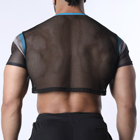 Cellblock 13 Chain Reaction Mesh Crop Top Blue