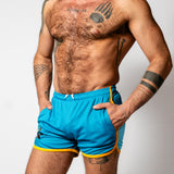 PWR Pup Mesh Paw Print Short Blue Yellow