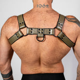 ruff GEAR Bold Leather Bulldog Harness Army