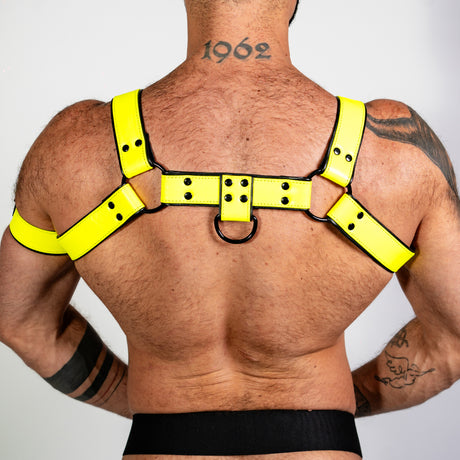 ruff GEAR Bold Leather Bulldog Harness Neon Yellow