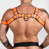 ruff GEAR Bold Leather Bulldog Harness Neon Orange