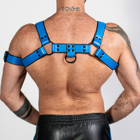 ruff GEAR Bold Leather Bulldog Harness Blue