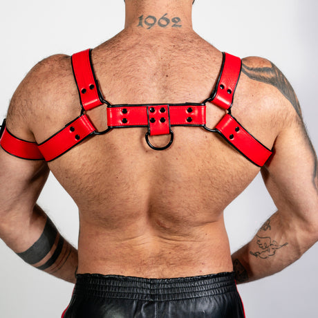 ruff GEAR Bold Leather Bulldog Harness Red