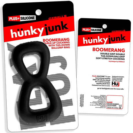 Hunkyjunk Boomerang Cockring Nut Tugger Black Fog