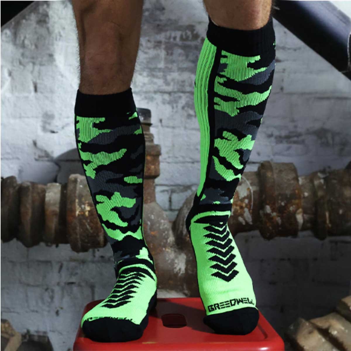 Breedwell Neo Camo Socks Neon Green
